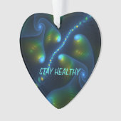 Fantasy Abstrakt Blue Green Yellow Fraktal Text Ornament (Vorderseite)