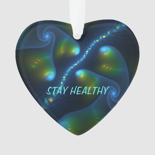 Fantasy Abstrakt Blue Green Yellow Fraktal Text Ornament (Vorderseite)