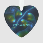 Fantasy Abstrakt Blue Green Yellow Fraktal Text Ornament (Rückseite)