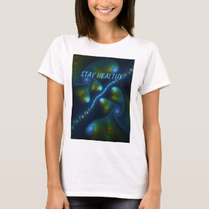 Fantasy Abstrakt Blue Green Yellow Fraktal Text T-Shirt
