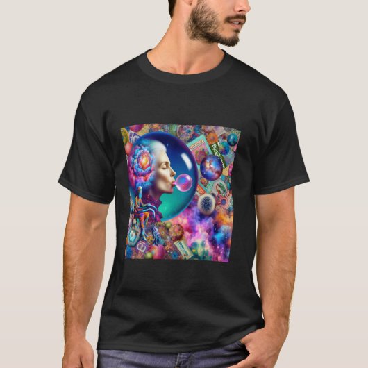 Fantasy-Abstrakt-Damen-Collage T-Shirt (Vorderseite)