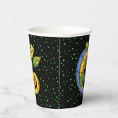Fantasy Abstrakt Lizard sitzt auf Leaf Green Dots Pappbecher (Rechts)