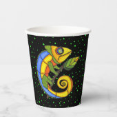 Fantasy Abstrakt Lizard sitzt auf Leaf Green Dots Pappbecher (Vorderseite)