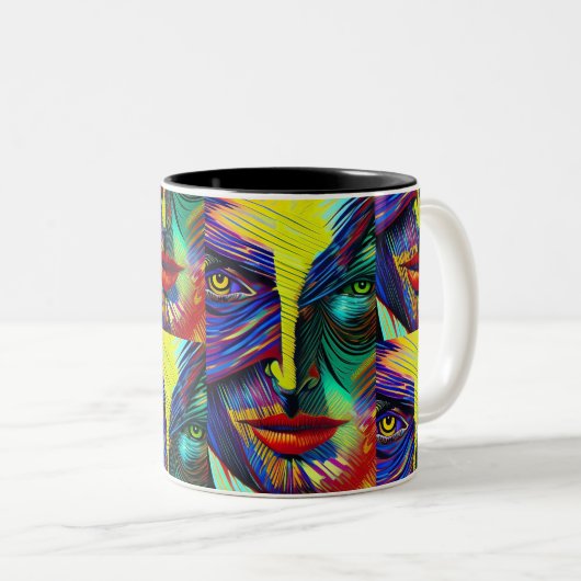 Fantasy abstrakt Portrait Zweifarbige Tasse (VorderseiteRechts)