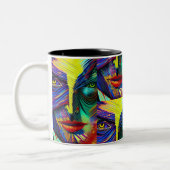 Fantasy abstrakt Portrait Zweifarbige Tasse (Links)
