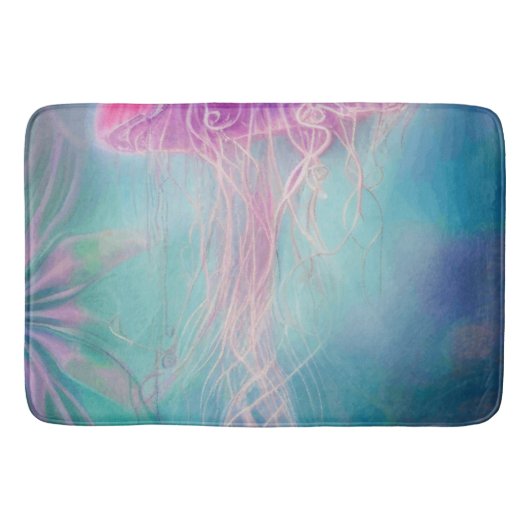 Fantasy Abstrakt rosa Qualle im Ozean Badematte (Vorderseite)