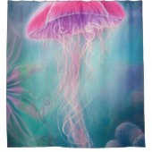 Fantasy Abstrakt rosa Qualle im Ozean Duschvorhang (Vorderseite)