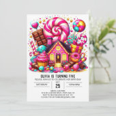 Fantasy Adorable Candyland Digital Geburtstag Einladung (Stehend Vorderseite)