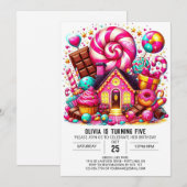 Fantasy Adorable Candyland Digital Geburtstag Einladung (Vorne/Hinten)