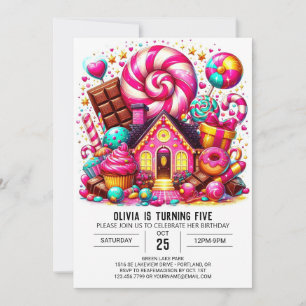 Fantasy Adorable Candyland Digital Geburtstag Einladung