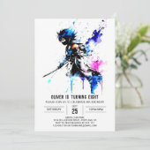 Fantasy Adorable Ninja Boy Digital Geburtstag Einladung (Stehend Vorderseite)