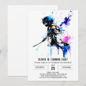 Fantasy Adorable Ninja Boy Digital Geburtstag Einladung (Vorne/Hinten)