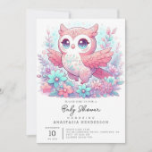 Fantasy Adorable Owl Babydusche Einladung (Vorderseite)