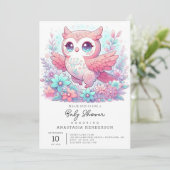 Fantasy Adorable Owl Babydusche Einladung (Stehend Vorderseite)