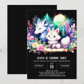 Fantasy Adorable Wolf Geburtstag Einladung (Vorne/Hinten)