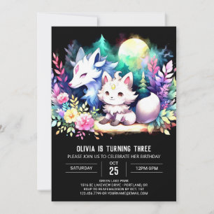 Fantasy Adorable Wolf Geburtstag Einladung