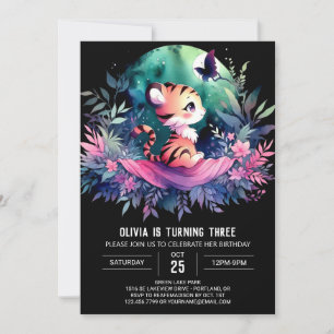 Fantasy Adortable Tiger Geburtstag Einladung