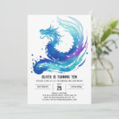 Fantasy Adventure Dragon Birthday Einladung (Stehend Vorderseite)