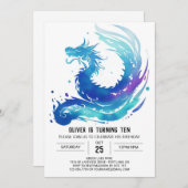 Fantasy Adventure Dragon Birthday Einladung (Vorne/Hinten)