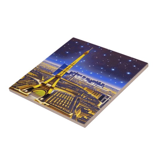 Fantasy Aerial View von Paris Unterhalb der Sterne Fliese (Seite)