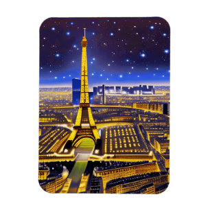 Fantasy Aerial View von Paris Unterhalb der Sterne Magnet