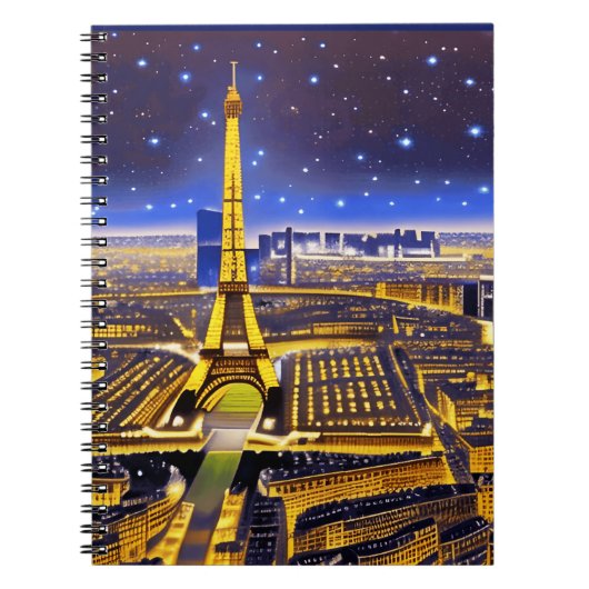 Fantasy Aerial View von Paris Unterhalb der Sterne Notizblock (Vorderseite)