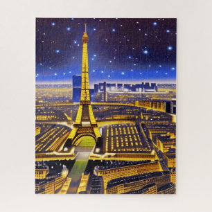 Fantasy Aerial View von Paris Unterhalb der Sterne Puzzle
