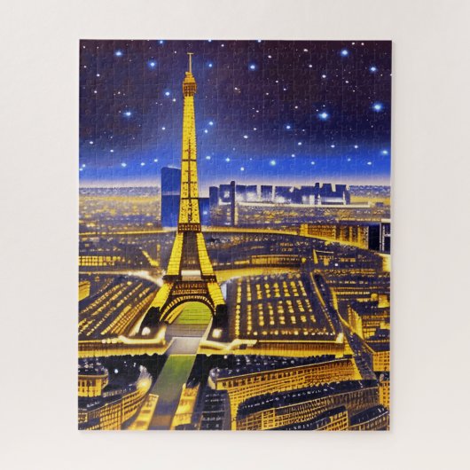 Fantasy Aerial View von Paris Unterhalb der Sterne Puzzle (Vertikal)
