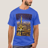 Fantasy Aerial View von Paris Unterhalb der Sterne T-Shirt (Vorderseite)