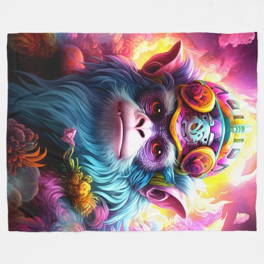 Fantasy-Affe Fleecedecke (Vorderseite (Horizontal))