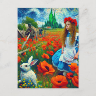Fantasy Alice und Rabbit betreten Oz Postkarte