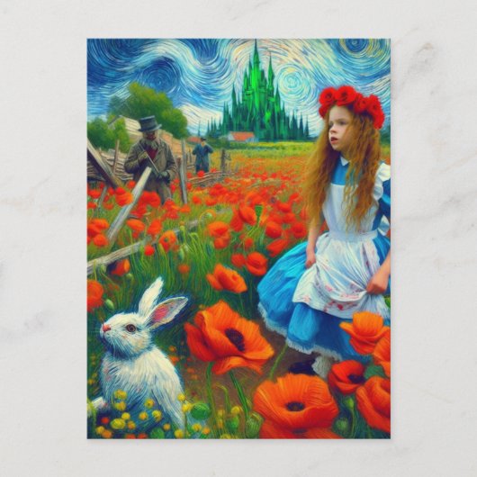 Fantasy Alice und Rabbit betreten Oz Postkarte (Vorderseite)