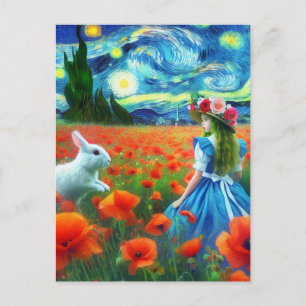 Fantasy Alice und Rabbit Enter Oz Van Gogh Postkarte
