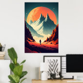 Fantasy Alien Landscape AI Art #1 | Farblich Poster (Heimbüro)