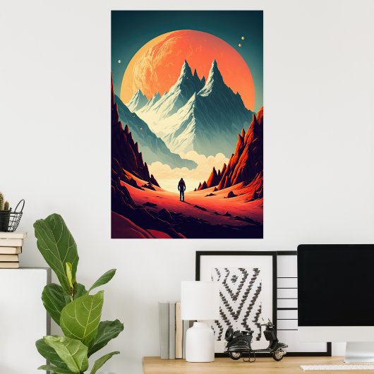 Fantasy Alien Landscape AI Art #1 | Farblich Poster (Heimbüro)