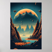 Fantasy Alien Landscape AI Art #2 | Farblich Poster (Vorne)