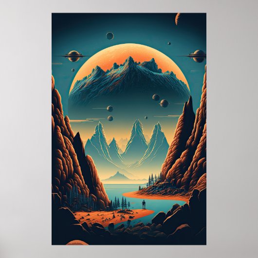 Fantasy Alien Landscape AI Art #2 | Farblich Poster (Vorne)