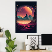 Fantasy Alien Landscape AI Art #4 | Farblich Poster (Heimbüro)