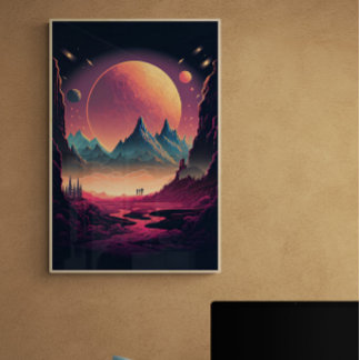 Fantasy Alien Landscape AI Art #4 | Farblich Poster
