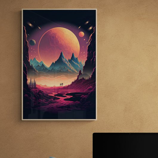 Fantasy Alien Landscape AI Art #4 | Farblich Poster