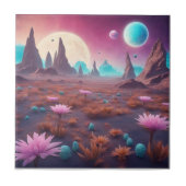 Fantasy Alien Planet Landscape mit Blume Fliese (Vorderseite)