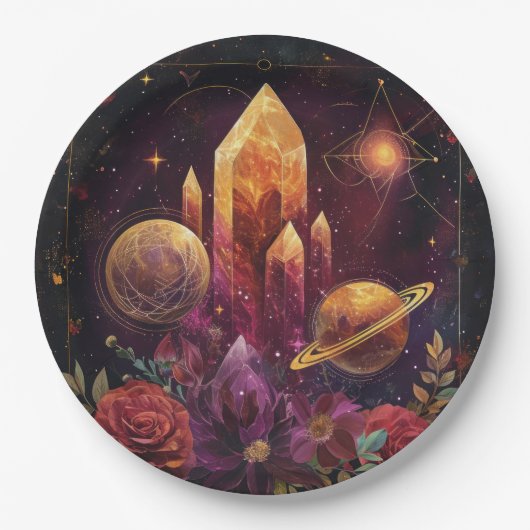 Fantasy Amethyst Kristallreich Muster Pappteller (Vorderseite)
