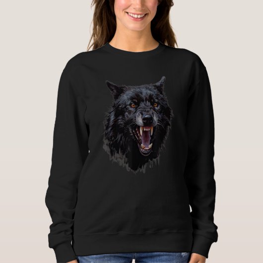 Fantasy Angry Wolf Motif Illustration Wolf Sweatshirt (Vorderseite)