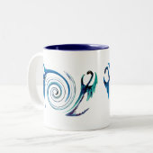 Fantasy Animal Blue Dragon Wave Zweifarbige Tasse (Vorderseite Links)