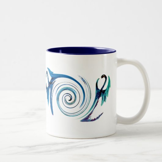 Fantasy Animal Blue Dragon Wave Zweifarbige Tasse (Rechts)
