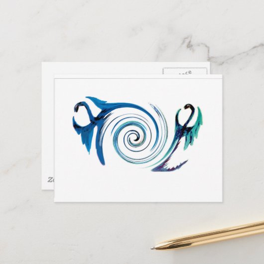 Fantasy Animal Blue Dragons Postkarte (Vorderseite/Rückseite Beispiel)