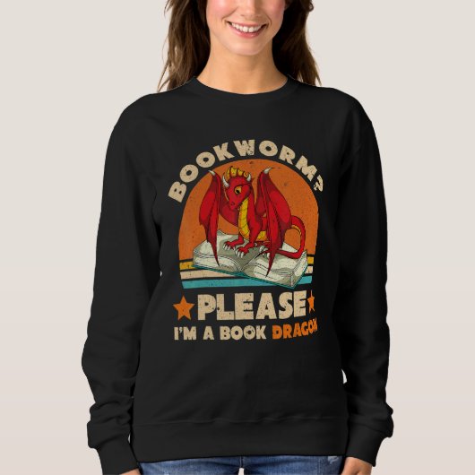 Fantasy Animal Book Dragon Bookworm Reading Sweatshirt (Vorderseite)