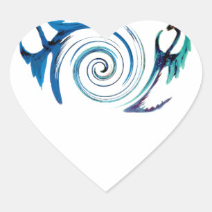 Fantasy Animal Dancing Blue Dragons Herz-Aufkleber