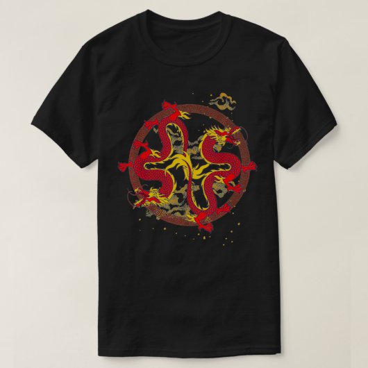 Fantasy Animal Mystical Creature Chinese Fire Drag T-Shirt (Design vorne)
