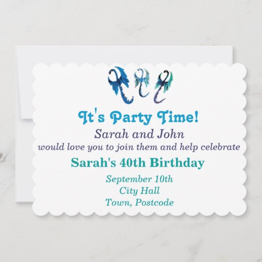 Fantasy Animals Blue Dragons Einladung (Vorderseite)